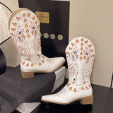 Embroidered Western Mid Calf Cowgirls Boots
