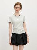Embroidered Shell Contrast Color Puppy T-Shirt