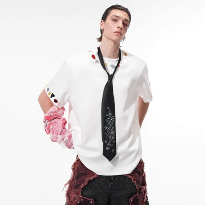 Streetwear Stylish Sequin Patchwork Short Sleeve T-Shirt
