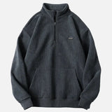 Japanese Streetwear Corduroy Half Zip Sweatshirt
