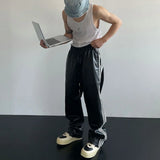 Cloud-Soft Feel Striped Velvet  PU Leather Pants