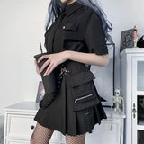 Sexy Punk Black Pleated Mini Skirt