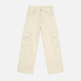 Trendy Solid Color Washed Denim Cargo Jeans