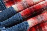 Vintage Plaid Loose Denim Jacket