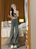Women Spicy Vintage Splicing Micro Flared Jeans