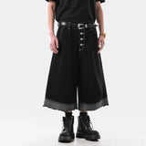 Vintage Washed Raw Edge Cropped Denim Jorts
