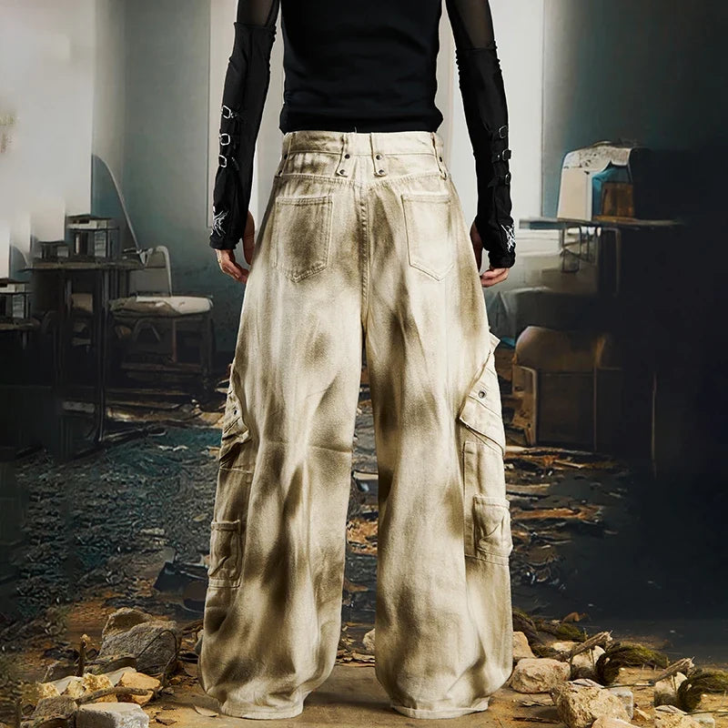 Original Burr Edge Tie-Dyed Cargo Jeans