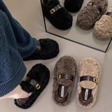 Chunky Fur Lined Platform Loafer Shoes