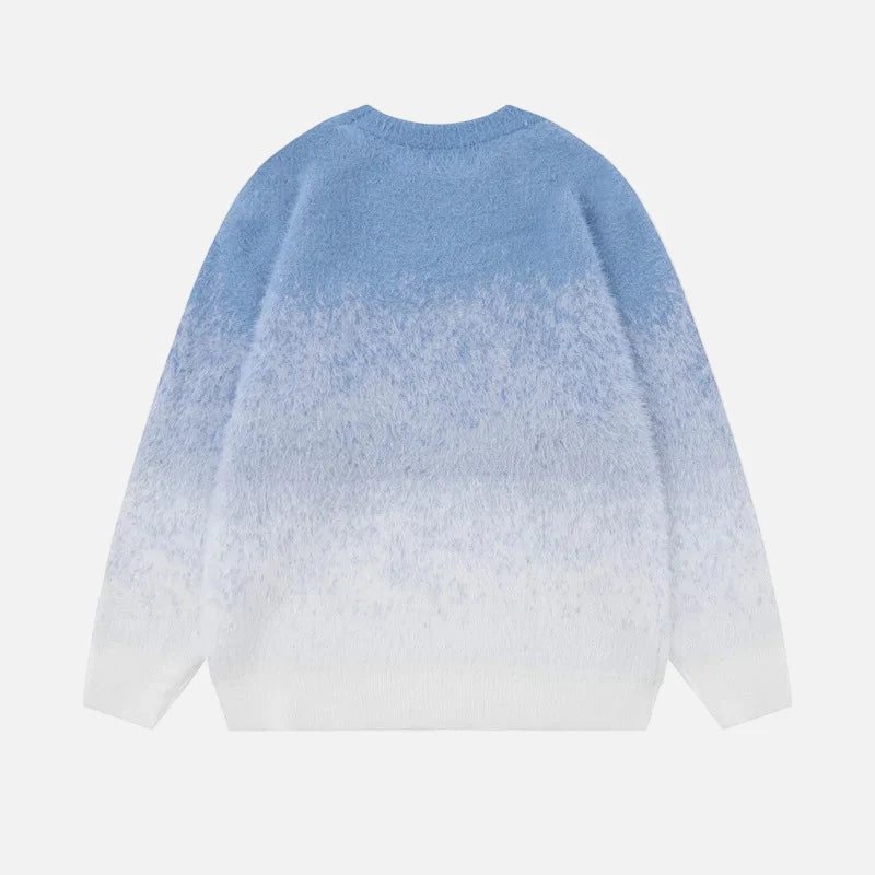 Fashionable Sky Ombre Gradient Fuzzy Sweater
