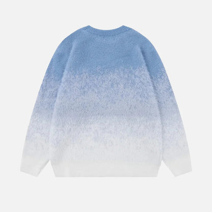 Fashionable Sky Ombre Gradient Fuzzy Sweater