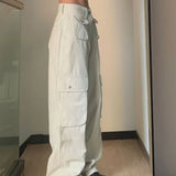 High Waist Solid Color Cargo Pants