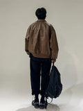Classic Retro Distressed PU Leather Jacket