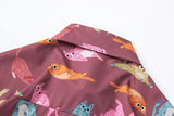 Flattering Funny Cartoon Cat Beach Button Shirt