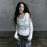 Vintage Japanese Y2K Patchwork Letter T-Shirt