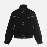 Fashionable High Street Stand Collar Suede Jacket