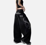 Durable Embroidered Wide Leg Jeans
