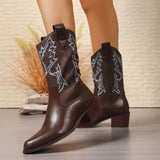 American Vintage Chain-Accent Cowboy Leather Boots