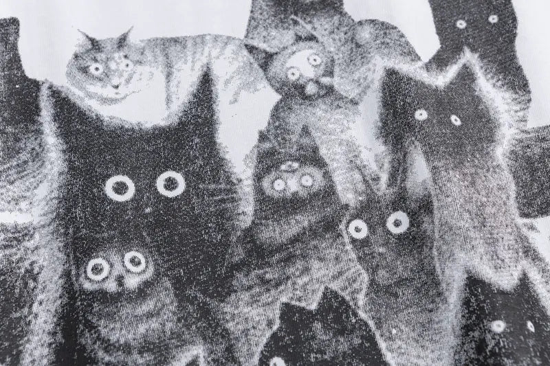 Staring Cats Graphic Loose T-shirt