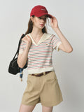 Streetwear Navy Striped Energetic Summer Knit T-Shirt