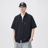 Plush Black Summer Loose Casual Short Sleeve Shirt