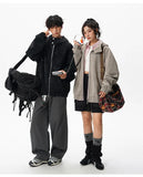 Windproof Suede Zipper Hooded Leather Jacket