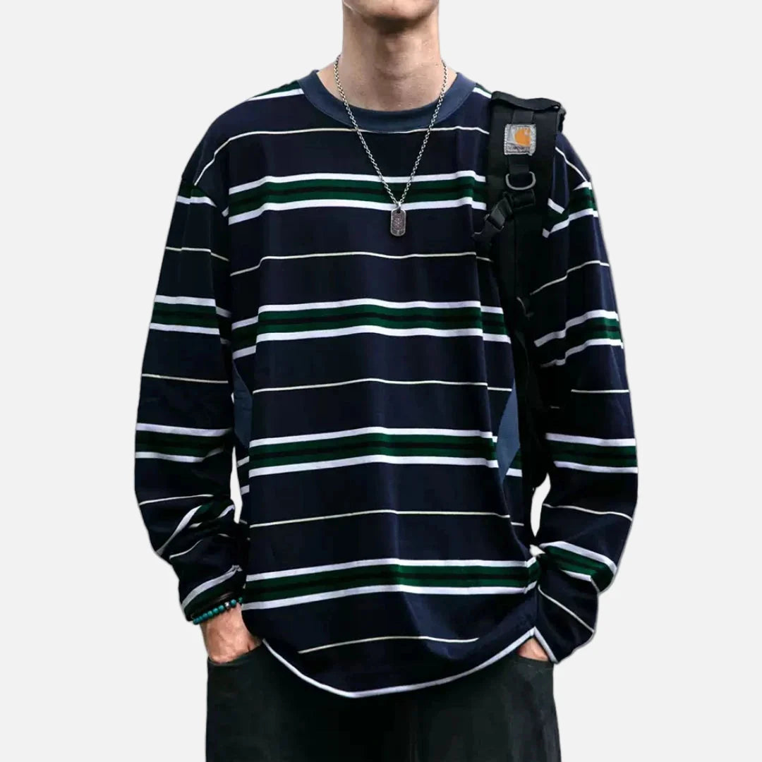 Striped Japanese Minimalist Long Sleeve T-Shirt