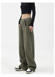 High Waist Green Floor-length Pants