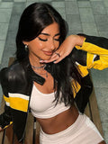 Y2K Biker Patchwork Crop Jacket