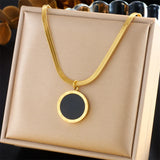 Delicate Black Stainless Steel Circle Necklace