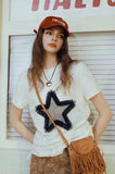 Y2K Star Print Oversized Drawstring T-Shirt