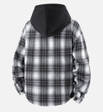 Streetwear Plaid Hooded Long Sleeve Shirt