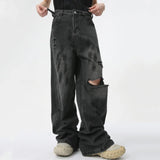 Vintage Distressed Ripped Straight Denim Jeans