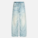Vintage Distressed Washed High Street Wide Leg Jeans