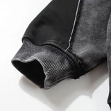 Vintage Washed Black Ripped Hoodie