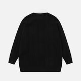 Plaid Letter With Necktie Shirt Embroidery Sweater