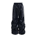 Luxury Stacking Wide Leg Faux Leather Pants