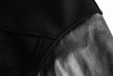 Spliced Retro PU Leather Baseball Varsity Jacket