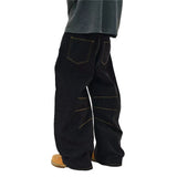 Streetwear Spliced Wide Leg Baggy Denim Jeans