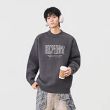 Cozy Winter Letter Print Crew Neck Knitted Sweater