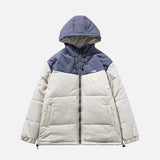 Patchwork Fashionable Hooded Fluffy Puffer Jacket