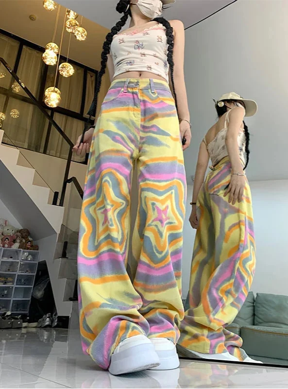 High Street Star Gradient Color Jeans