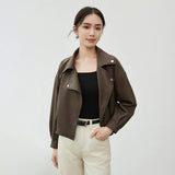 Stylish Faux Long Sleeve Leather Jacket