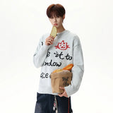Jacquard Contrast Color V-Neck Knitting Sweater