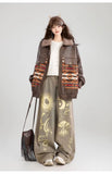 Effortless Graffiti Print Loose Vintage Wide Leg Jeans