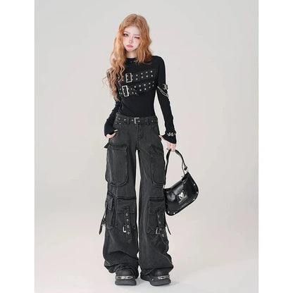 Model wearing the black Stealth Operative Cargo Pants