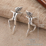 Retro Silver Character Clip Earring