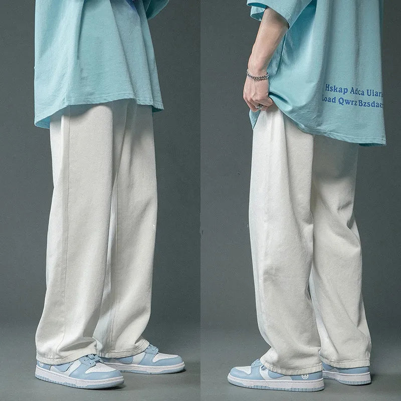 Oversized Casual Wide Leg White Jeans
