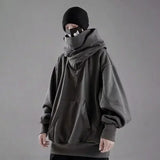 Black Japanese Embroidered Oversized Hoodie