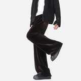 Glossy Flannel Loose Wide Leg Sweatpants