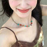 Aesthetic Vibrant Crystal Beaded Necklace